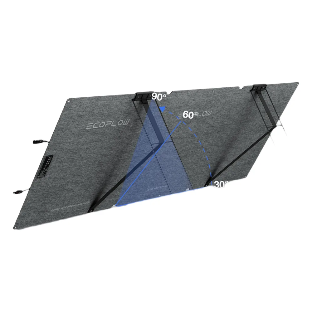 Módulo Solar Bifacial, Portátil y Flexible de 160W Recomendado para Estaciones Portátiles EcoFlow / Ajuste de Ángulo / Carga Eficiente / Incluye Cable XT60 a MC4