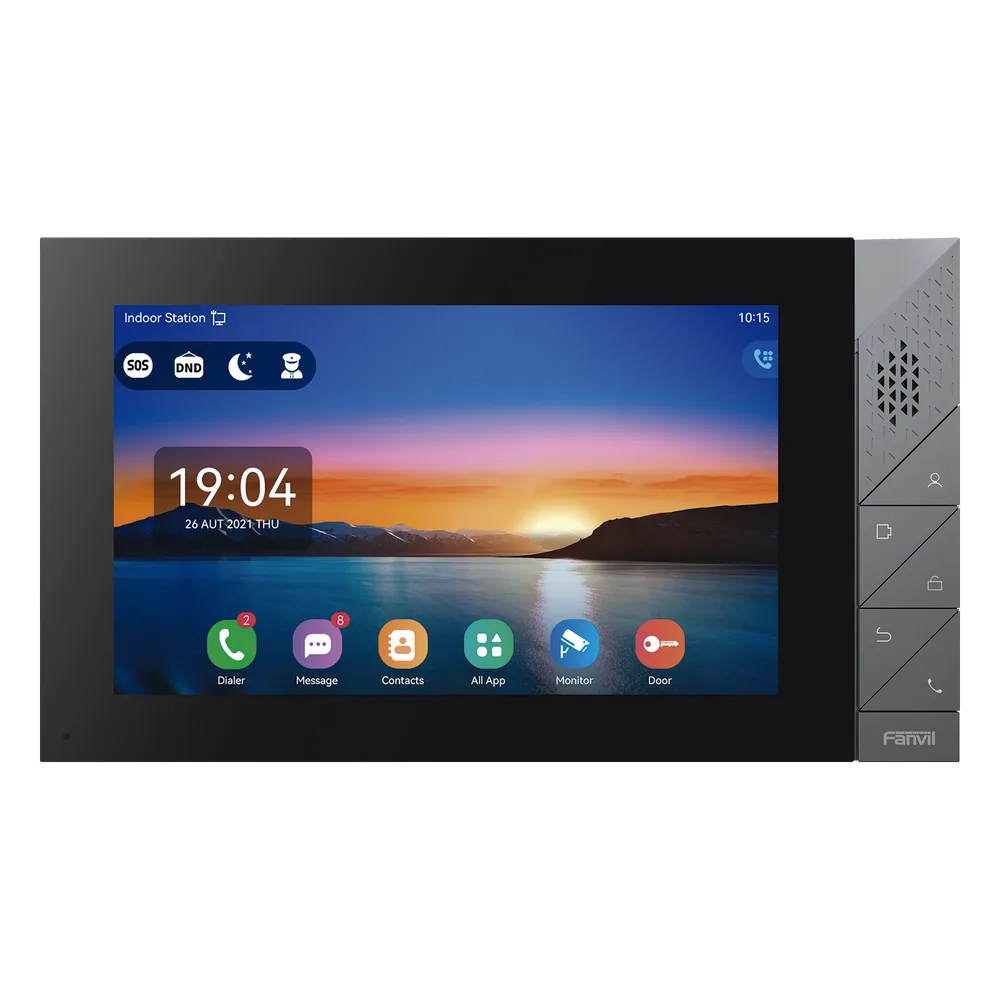 Monitor IP/SIP para interior con Android, Wi-Fi, Bluetooth, pantalla táctil de 7", audio de 2 vías, PoE, 8 interfaces de entrada de alarma.