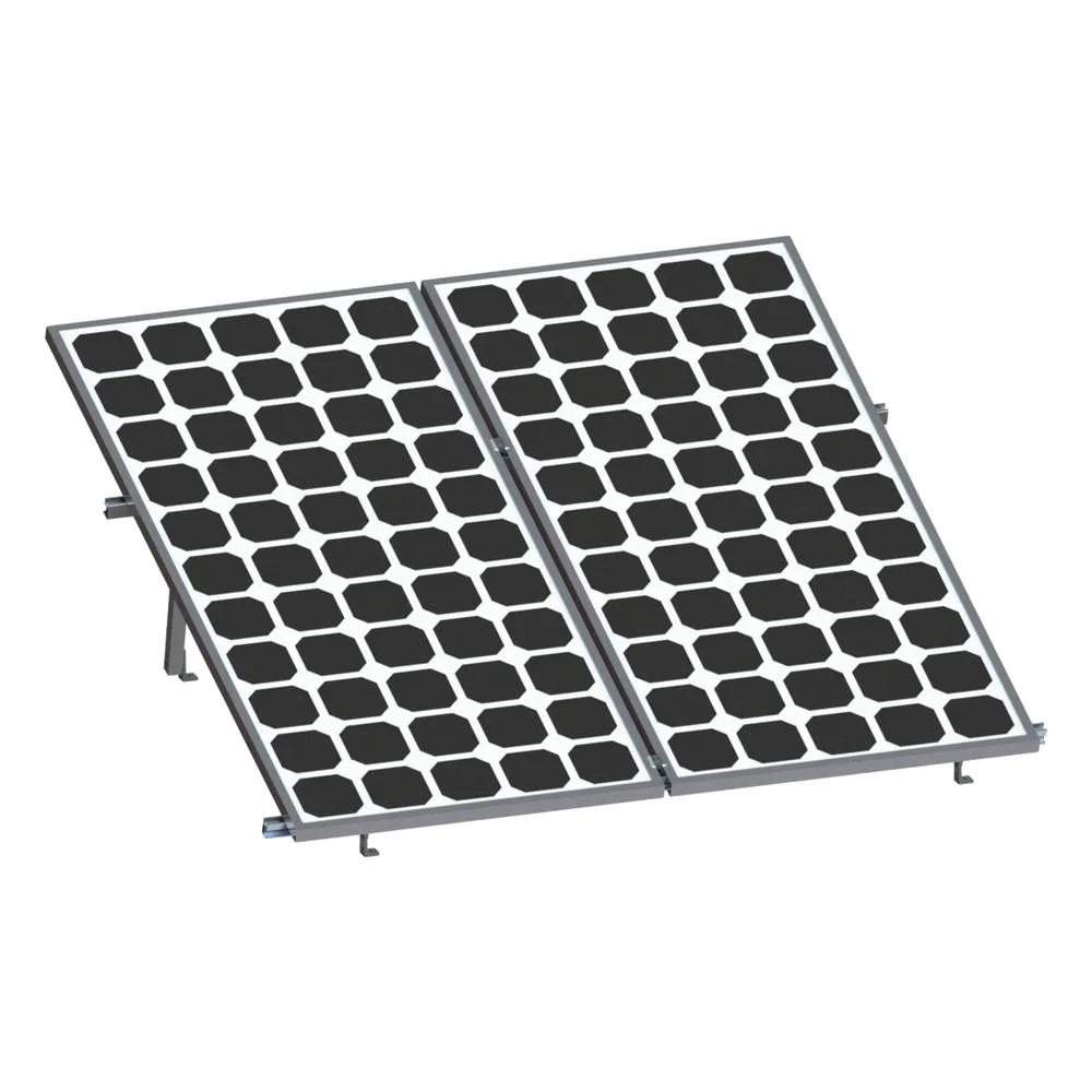 Montaje para 2 Paneles Solares, Riel "8" de 2700mm para Módulos con Espesor de 30-35mm, Velocidad de Viento Máx. 136km/h