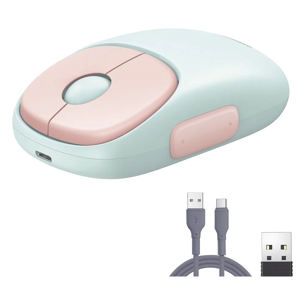Mouse Inalámbrico FUN | Recargable| 2.4G & Bluetooth | 4 Niveles de DPI | Silencioso | Ergonómico | 5 Botones | Compatible con Windows, macOS 10.5, Android iOS Linux y Chrome OS | Color Rosa. – vista 3