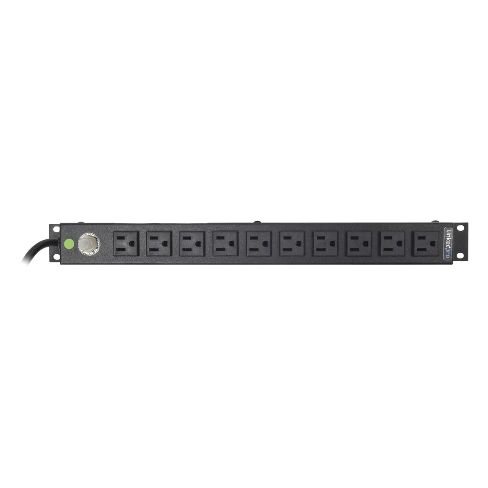 Multicontacto Horizontal (PDU) de 10 Contactos (NEMA 5-15R) Rack 19" 1UR. Voltaje Entrada/Salida: 120Vca/15A