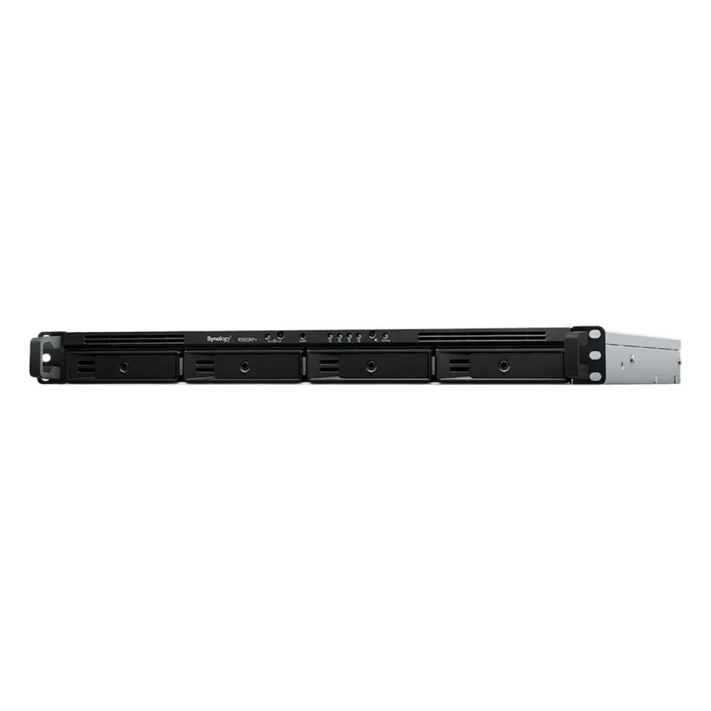 NAS RackStation RS822RP+ | 4 Bahías | 1U | AMD Ryzen V1500B | 32 GB DDR4 ECC | 4 Puertos 1GbE | Expansión PCIe | Compatibilidad con RAID | Caché SSD | Unidades de Energía Redundantes.