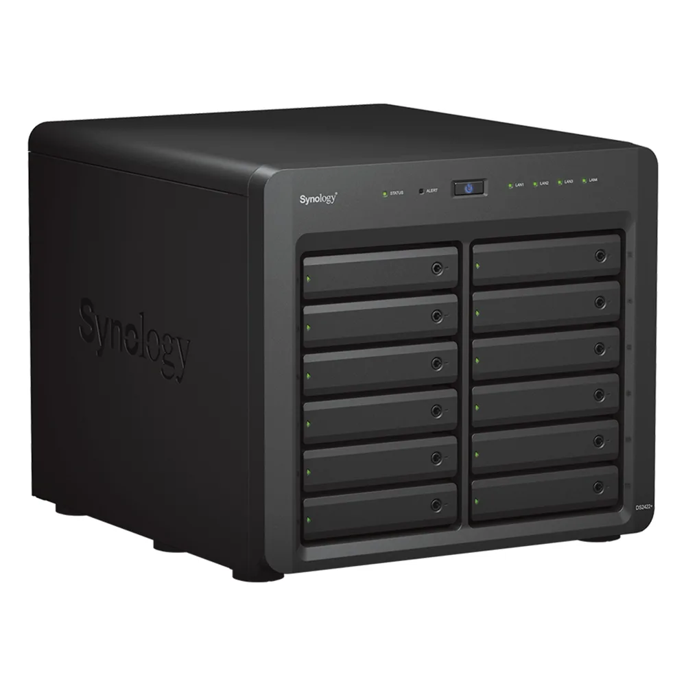 NAS Synology DiskStation DS2422+ | 12 Bahías | Expandible a 24 Bahías | Procesador AMD Ryzen Quad-Core | Hasta 32 GB DDR4 ECC | Caché NVMe SSD | Redes 10/25GbE | Compatible con Virtualización y Vigilancia. – vista 3