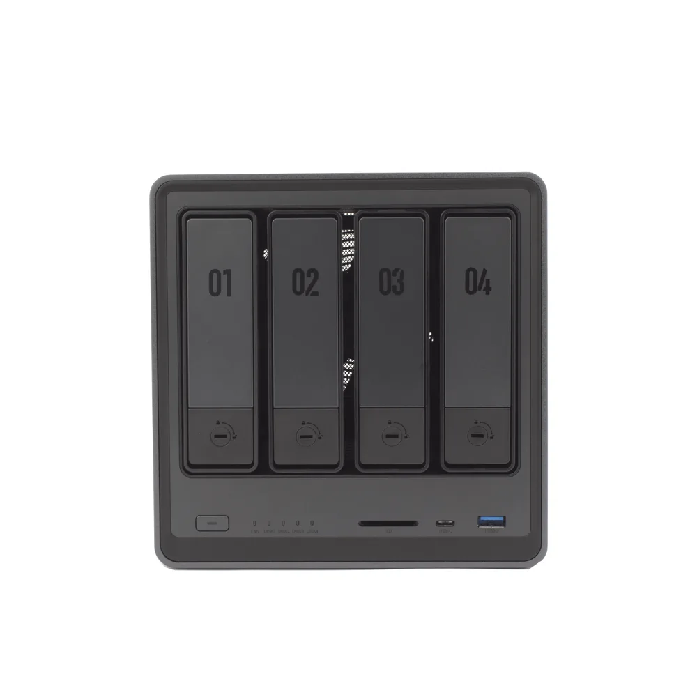 NASync DXP4800 | SO UGOS Pro |  Intel N100 12th Gen Intel® Quad Core™ | 4-Bahias (SATA) hasta 96TB | 2* M.2 SSD hasta 16TB| 8GB DDR5 (Exp. a 16GB) | 2.5Gb Dual Ethernet | HDMI 4K | 2* USB2.0 | 1*USB 3.2Gen | 1* USB 3.2Gen2 | 1*USB-C 3.2Gen2 | SD – vista 3