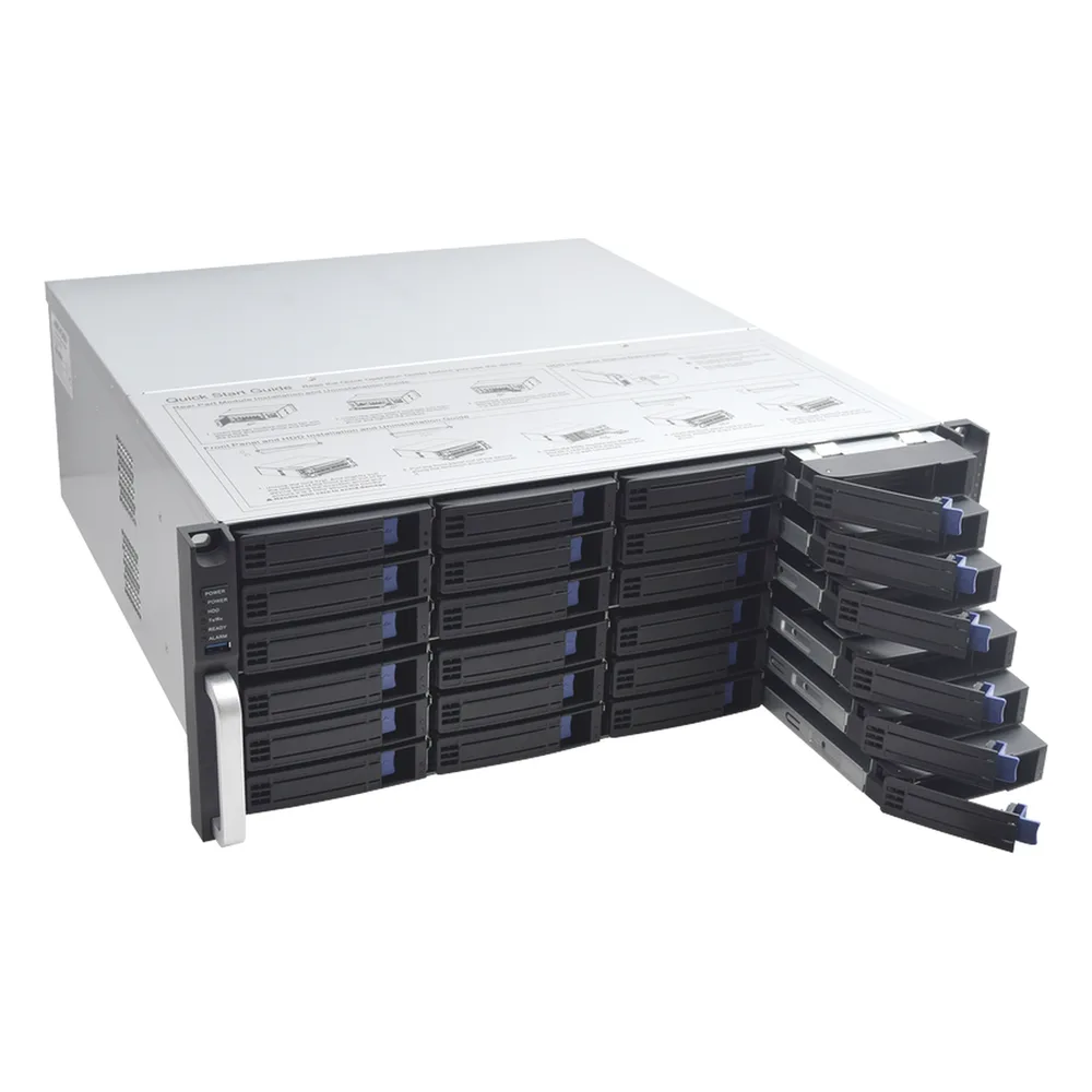 NVR 12 Megapixel (4K) / 256 canales IP / 24 Bahías de Disco Duro / 4 Puertos de Red / Soporta RAID con Hot Swap / NVR – vista 3
