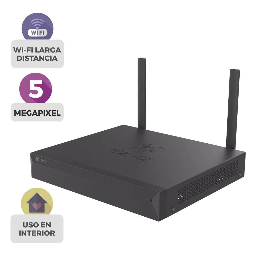 NVR Inalámbrico (WiFi) de 8 Canales IP / Admite Cámaras hasta 5 Megapixel (3K) / Salidas HDMI y VGA  / H.265 / Almacenamiento hasta 8 TB