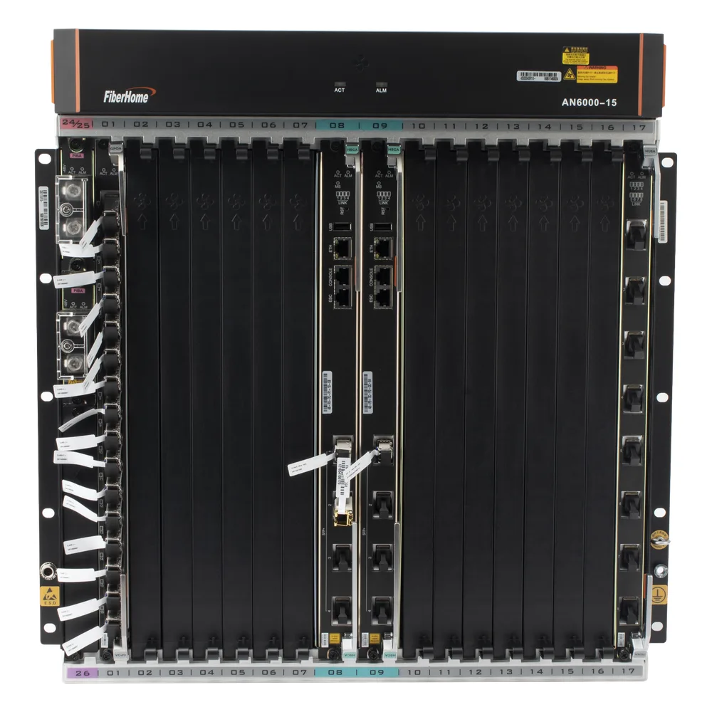 OLT Carrier Class Modular GPON, 14 Ranuras de Servicio, Incluye 1 Tarjeta de Servicio, Doble fuente -48Vcc, 11 UR, Gestión por UNM2000, CLI, Incluye Instalación de software UNM2000, (Interoperabilidad con ONUs de Terceros sin Costo) – vista 2