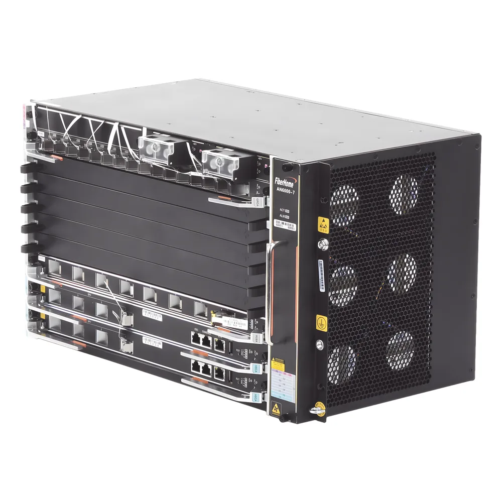 OLT Carrier Class Modular GPON, 6 Ranuras de Servicio, Incluye 1 Tarjeta de Servicio 16 puertos GPON, crecimiento hasta 96 puertos GPON, 6 UR, Gestión por UNM2000, CLI, (Incluye Instalación de software UNM2000)