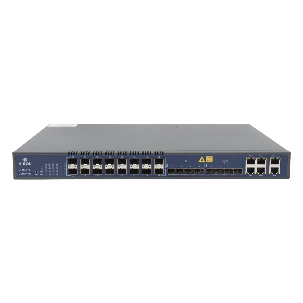 OLT de 16 puertos EPON con 12 puertos Uplink (4 puertos Gigabit Ethernet + 4 puertos SFP + 4 puertos SFP+) , hasta 1,024 ONUS – vista 2