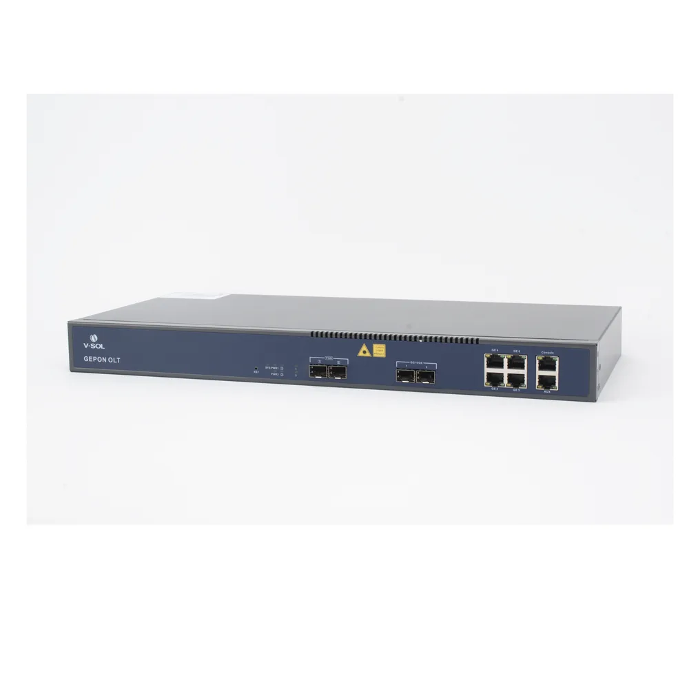 OLT de 2 puertos EPON con 6 puertos Uplink (4 puertos Gigabit Ethernet + 2 puertos Gigabit Ethernet SFP/SFP+) / hasta 128 ONUS – vista 3