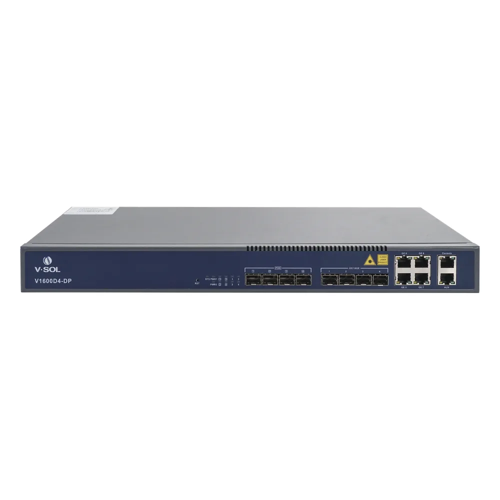OLT de 4 puertos EPON con 8 puertos Uplink (4 puertos Gigabit Ethernet + 4 puertos Gigabit Ethernet SFP) , hasta 256 ONUS,
