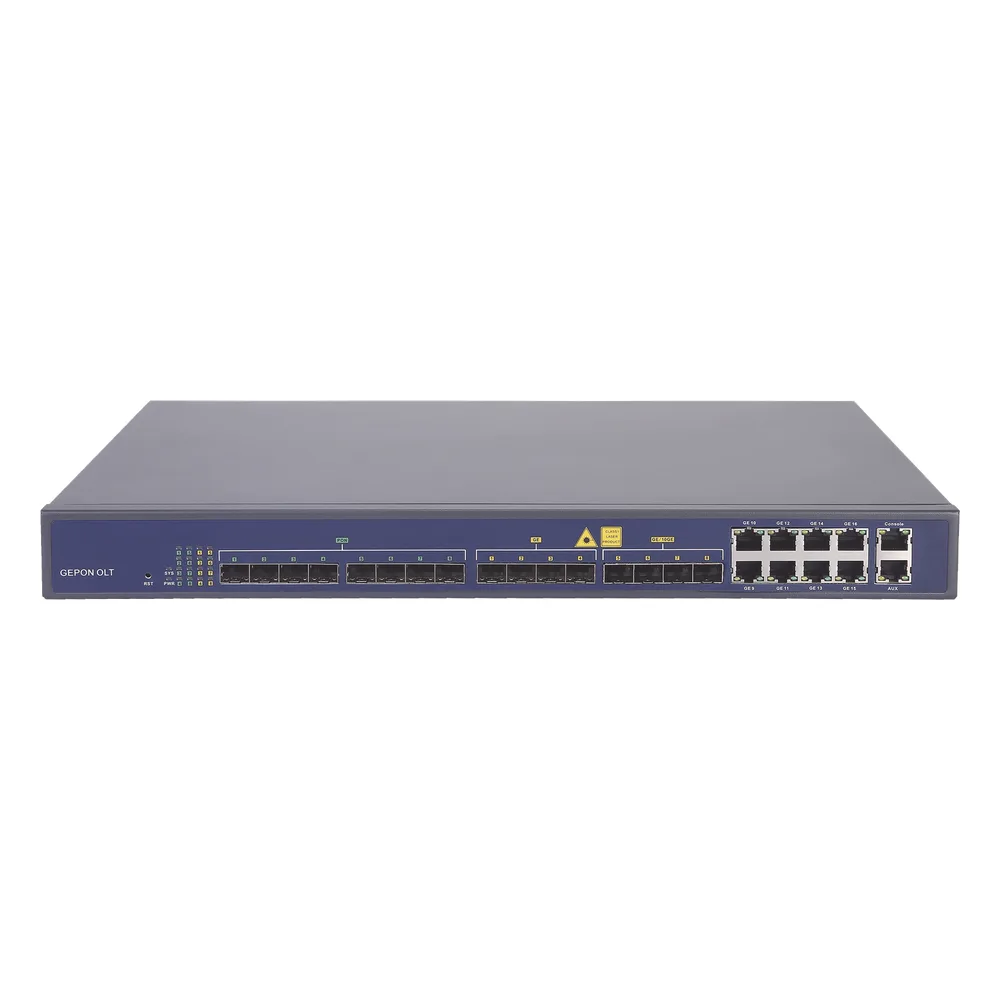 OLT de 8 puertos EPON con 16 puertos Uplink (8 puertos Gigabit Ethernet + 4 puertos SFP + 4 puertos SFP+), hasta 512 ONUs