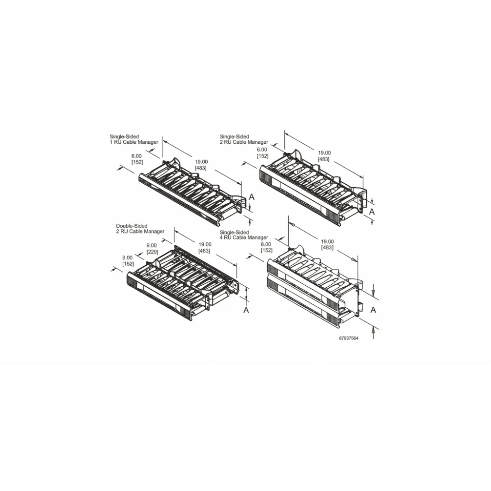 Organizador de Cables Horizontal CableTek, Sencillo (Solo Frontal), Para Rack de 19in, 2 UR – vista 2