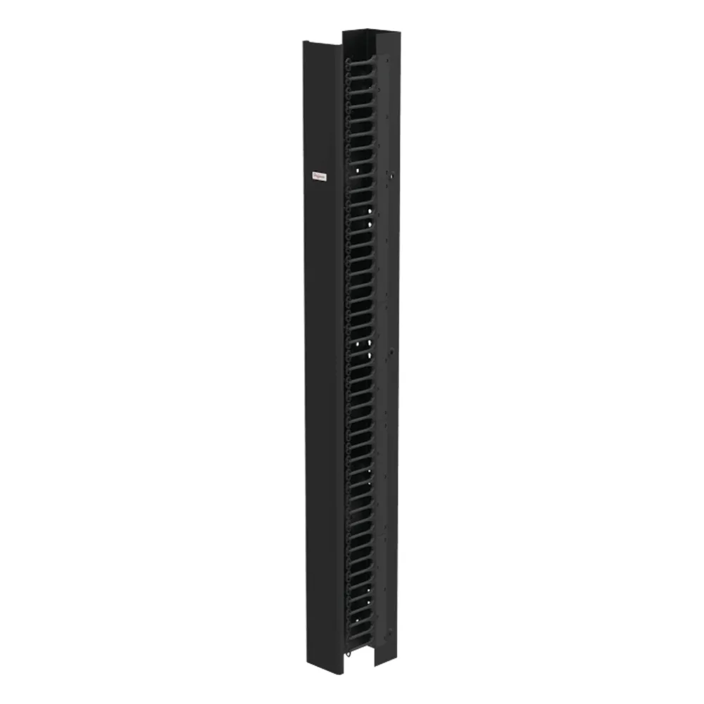 Organizador Vertical de Cableado CableTek-EC / 45U / Una Cara / Acero 1.9 mm / 6 in Ancho / 9 in Profundidad / Negro RAL 9005 / Montaje Universal 4 Postes / Cat 5e/6/6A/Fibra