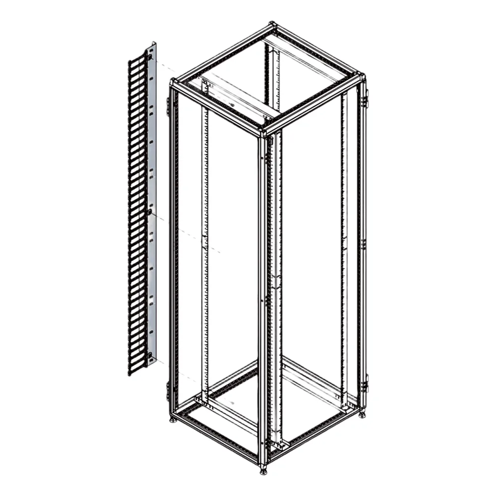 Organizador Vertical de Cables Rack 48 UR / Acero Negro / Sección 95x208 mm / Capacidad 726 Cables / Fijación Flecha 1.75 pulg – vista 2