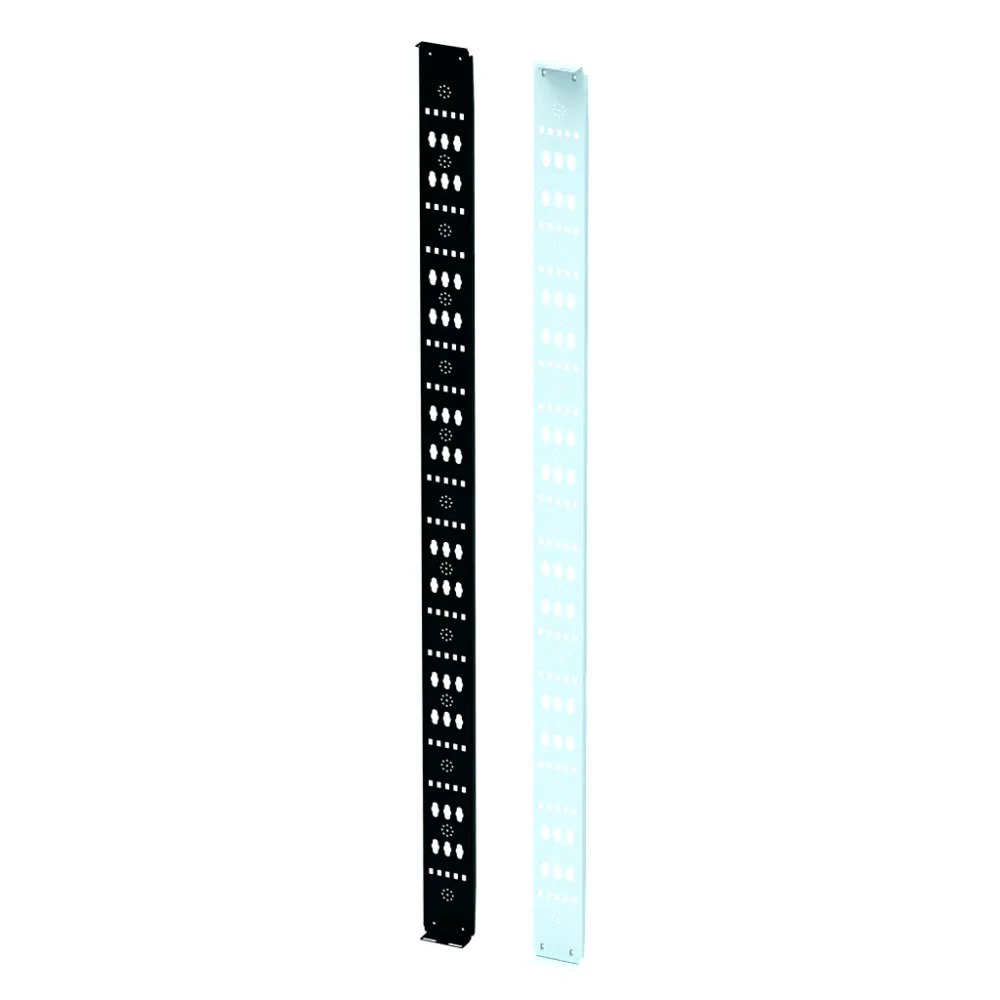 Organizador Vertical para Amarre de Cables / Acero Dulce / 2068 x 122 x 19 mm (81.4 x 4.8 x 0.75 in) / Negro Intenso RAL 9005 / Montaje sin Herramientas / Compatible con Accesorios de Gestión