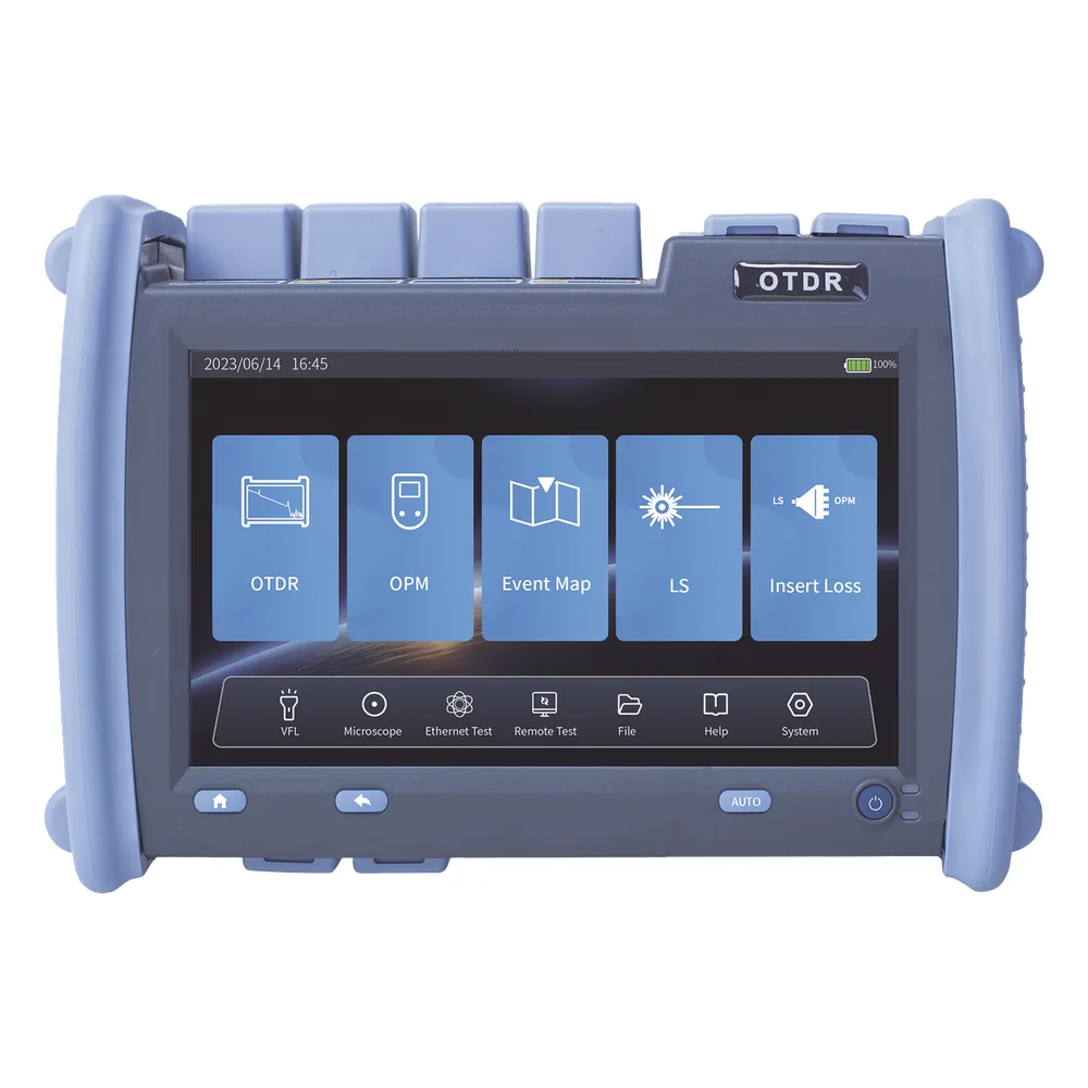 OTDR PRO de Alto Rendimiento para Enlaces de Fibra Óptica Monomodo / Pruebas en Fibra Óptica Viva / Longitudes de onda: 1310nm, 1550nm y 1625nm / Zona Muerta por Evento de 0.8 Metros (2.62 Pies) / VFL 5mW / Distancia de prueba de hasta 420 km