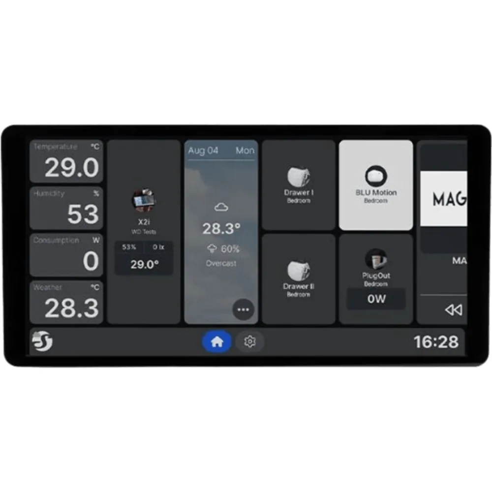 Panel de Control Inteligente para Hogar / Pantalla Táctil 6,95 pulgadas / Resolución 1440 x 720 px / S.O. Android/ Wi-Fi / Bluetooth 5 / Sensor de Luz y Proximidad