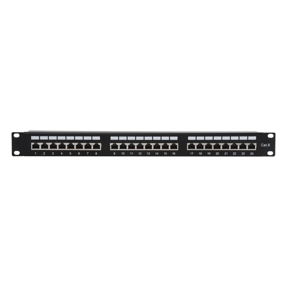 Panel de Parcheo de Impacto (110) Blindado (STP) de 24 Puertos Cat6, 19 Pulgadas
