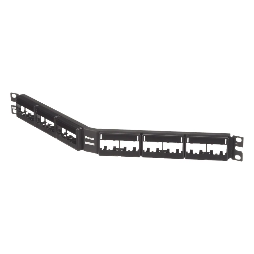 Panel de Parcheo Modular Mini-Com (Sin Conectores), Angulado, Sin Blindaje, Con Etiqueta y Cubierta, de 24 Puertos, 1UR – vista 3