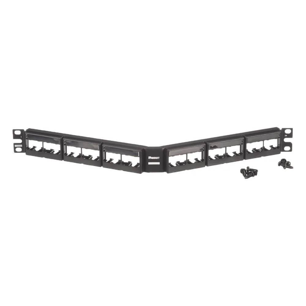 Panel de Parcheo Modular Mini-Com (Sin Conectores), Angulado, Sin Blindaje, Con Etiqueta y Cubierta, de 24 Puertos, 1UR – vista 4