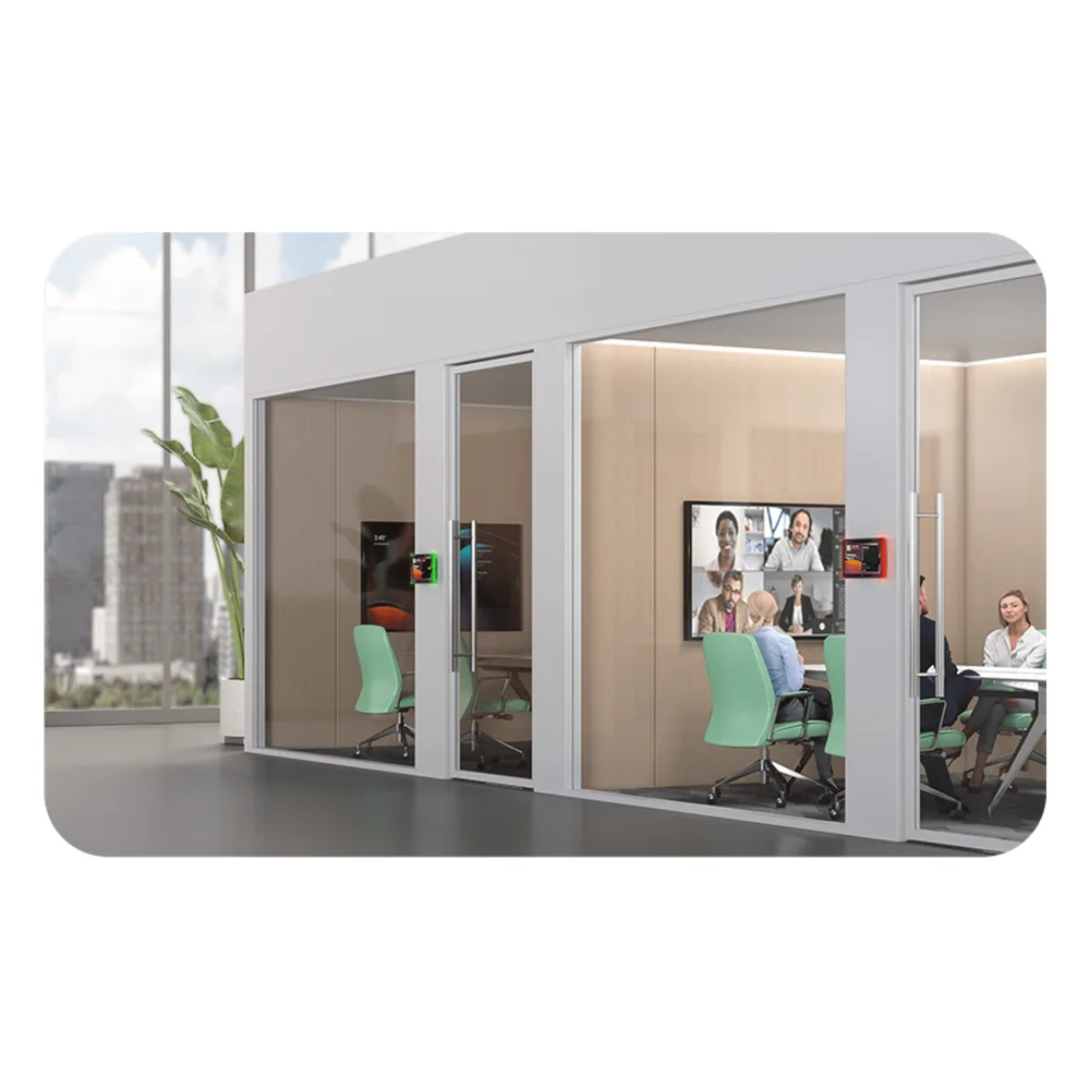 Panel Touch Para Programación De Salas De Reuniones Todo En Uno Con Indicadores LED Laterales Moderno y Ultrafino – vista 3