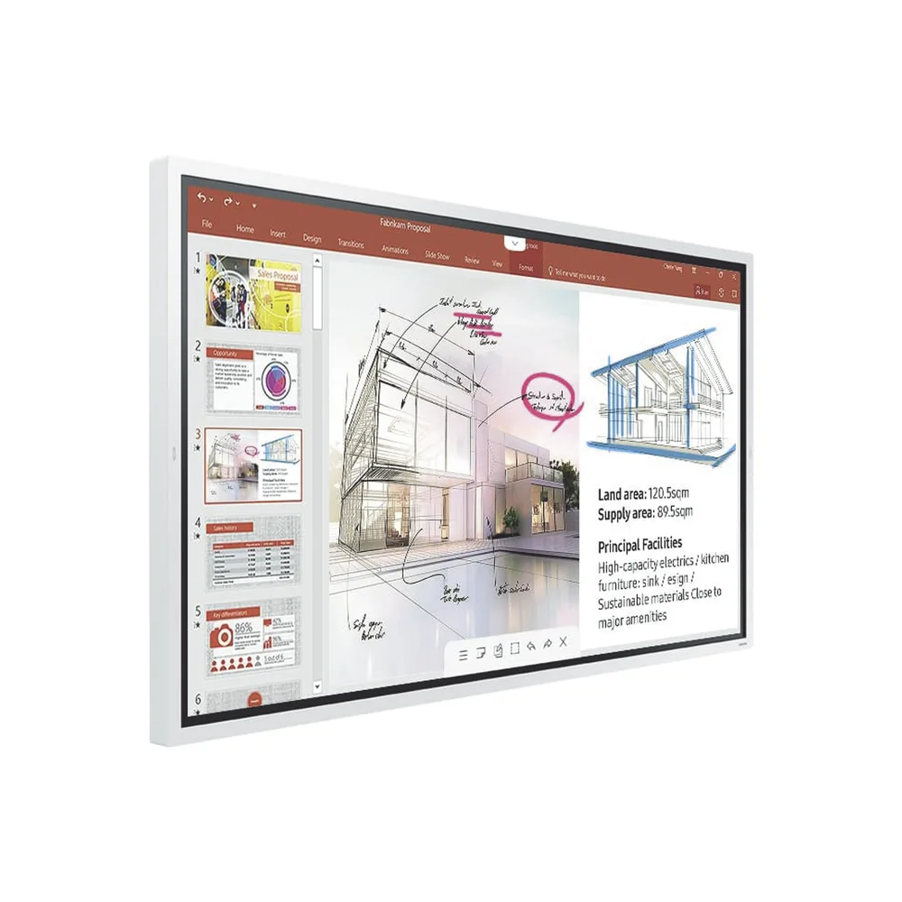 Pantalla Interactiva Touch de 65" con Lápiz Táctil / conectividad Wifi / USB / RJ45 / RS232 / HDMI / Salida Touch / Tizen SO / compatible con VESA – vista 3
