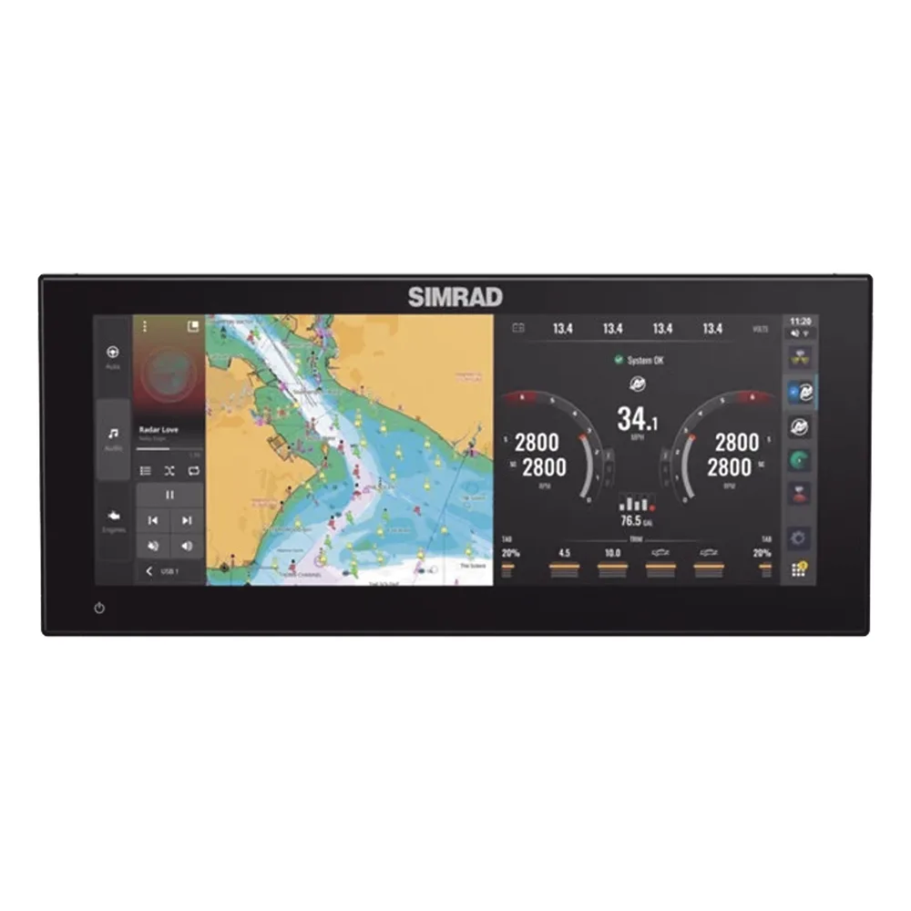 Pantalla Ultrawide NSX ULTRAWIDE de 12 pulgadas / Pantalla SolarMAX™ IPS HD / Integración con Mercury® y CZone® / Sonar Active Imaging™ / Compatibilidad con C-MAP® X-Gen Charts / NMEA 2000® / Ethernet y USB
