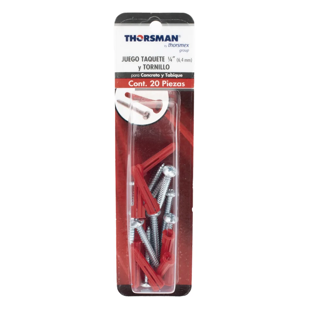 Paquete Con 10 Taquetes Rojos de 1/4" y 10 tornillos 10 x 1 1/2" (4.82 x 38 mm) (1103-05002) – vista 5