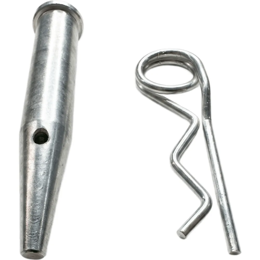 Pasador Cónico + R-clip Set / Compatible con Truss 40x40 cm / Acero de Alta Resistencia Forjado / Galvanizado / Zincado / Largo 92 mm (3.6 in) / Espiga 16 mm (0.6 in) / Cabezal 19 mm (0.7 in) – vista 2