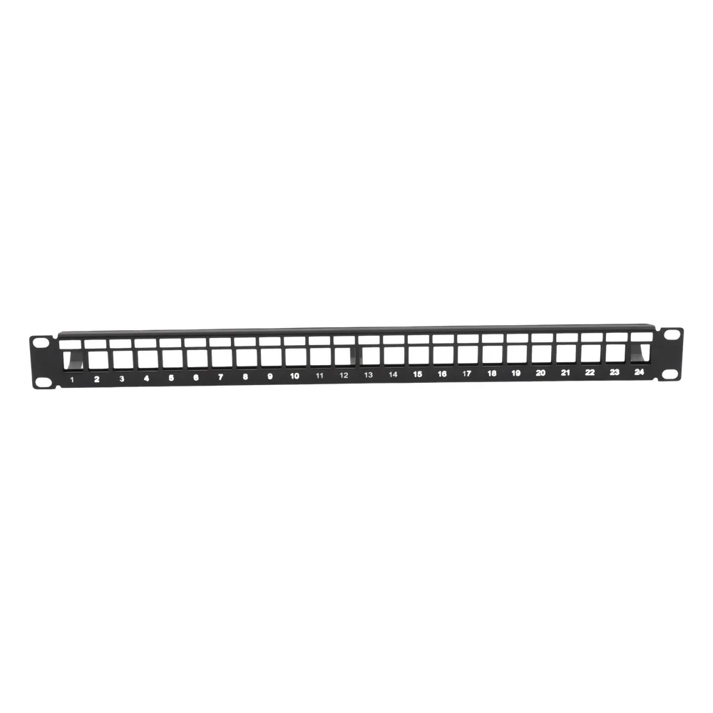 Patch Panel Modular sin Blindaje de 24 Puertos, 1U, con Barra para Organizar Cable – vista 2