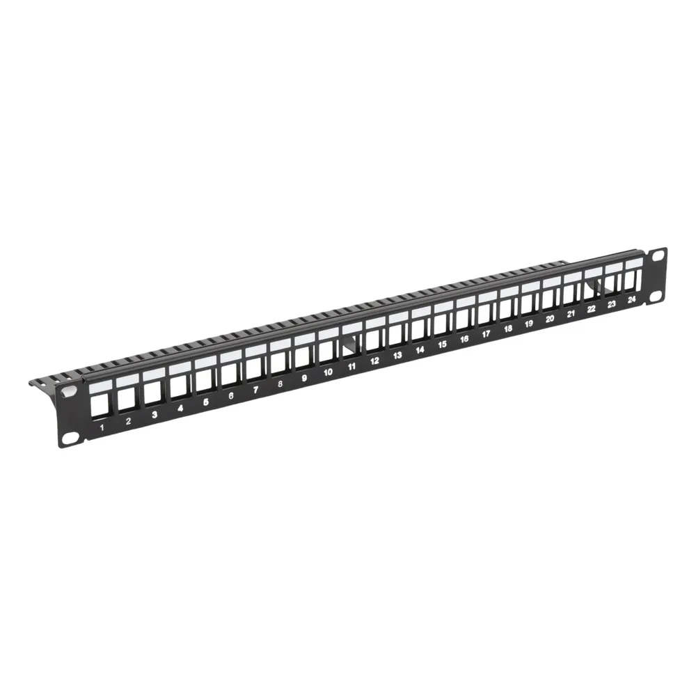 Patch Panel Modular sin Blindaje de 24 Puertos, 1U, con Barra para Organizar Cable – vista 3