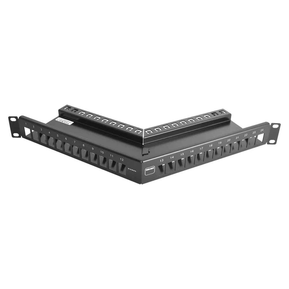 Patch Panel TERA-MAX de 24 Puertos, Modular, Angulado, Color Negro, 1UR – vista 2