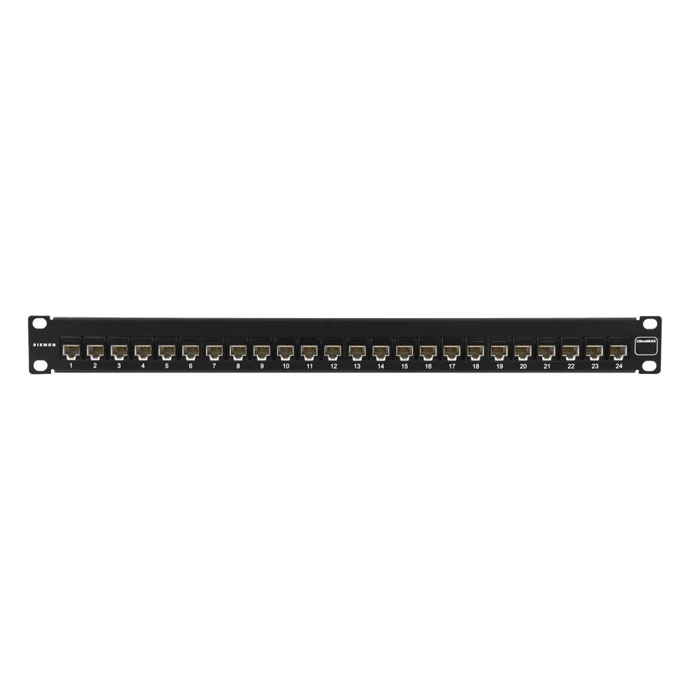Patch Panel UltraMAX. UTP, Precargado con Jacks Cat6, 24 Puertos, Plano, 1U