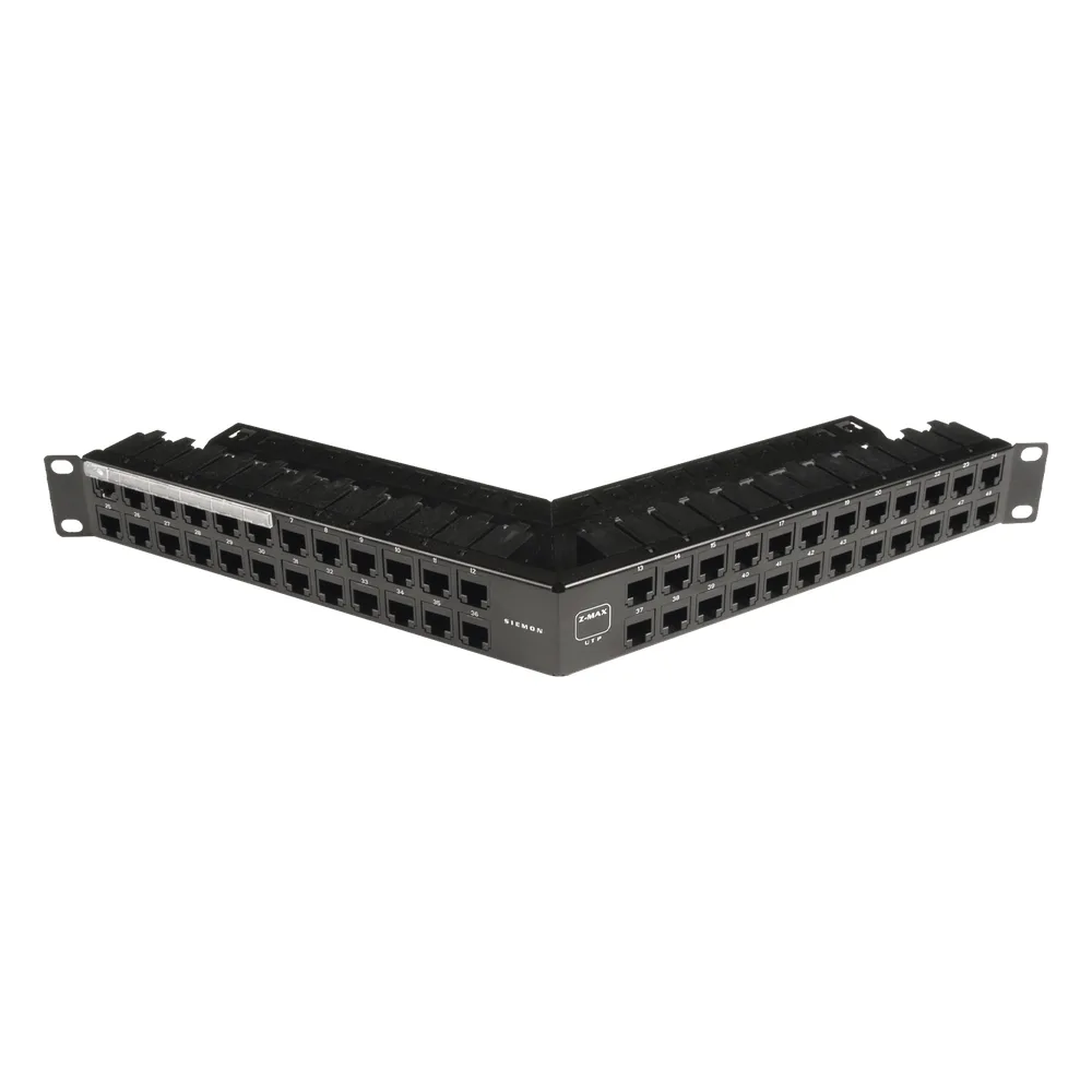 Patch Panel Z-Max de 48 Puertos, Blindado, Precargado con Jacks Categoría 6A, Angulado, 1UR