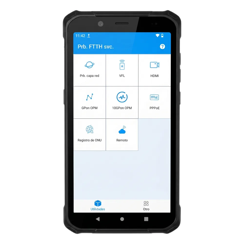 PDA Profesional Todo-en-Uno para Redes de Fibra Óptica / 2 Puertos 2.5GB / Función VFL 10mW / Función OPM / WiFi 6 / Puerto HDMI / Protección IP65