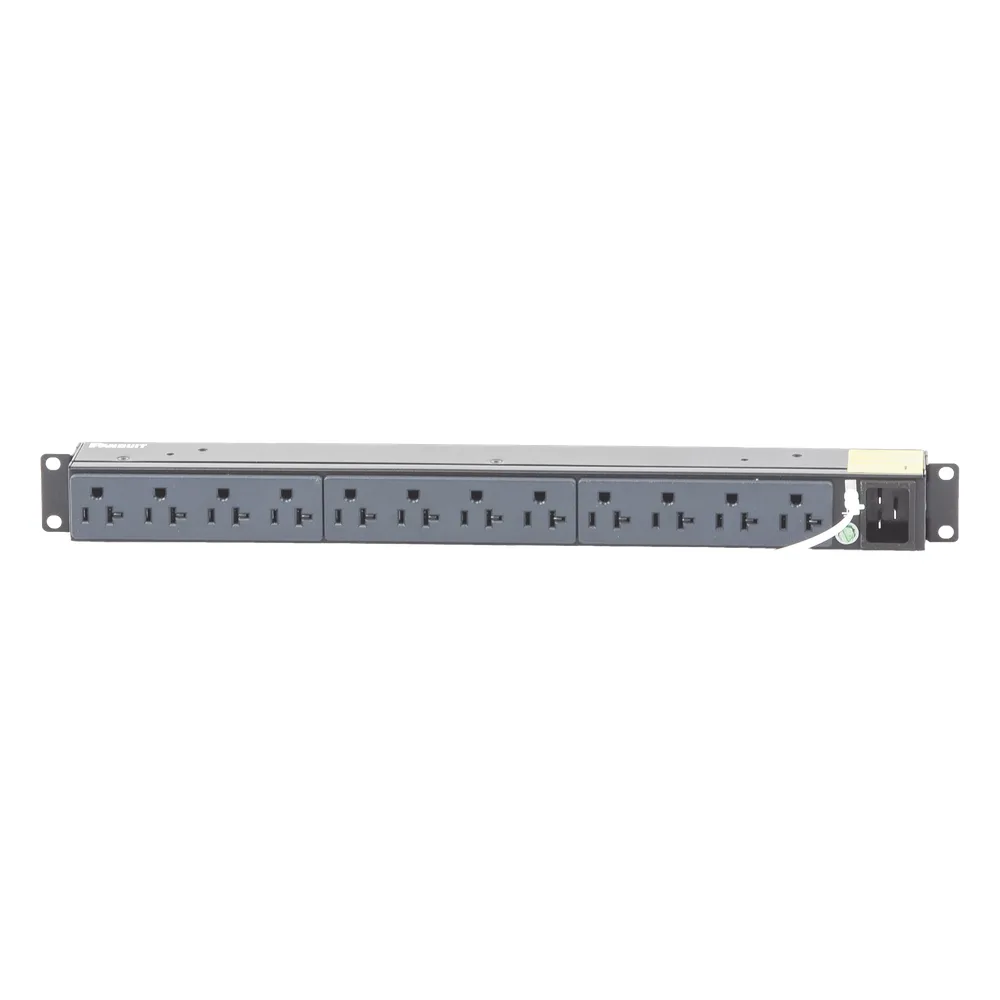 PDU Básico para Distribución de Energía, Enchufe de Entrada NEMA 5-15P, Con 12 Contactos NEMA 5-20R, Instalación Horizontal de 19in, 1UR, 15 Amp, 120 Vca – vista 2