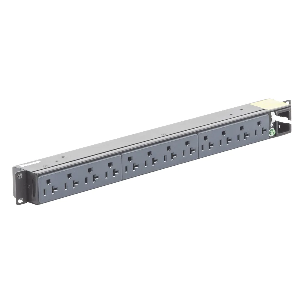 PDU Básico para Distribución de Energía, Enchufe de Entrada NEMA 5-15P, Con 12 Contactos NEMA 5-20R, Instalación Horizontal de 19in, 1UR, 15 Amp, 120 Vca