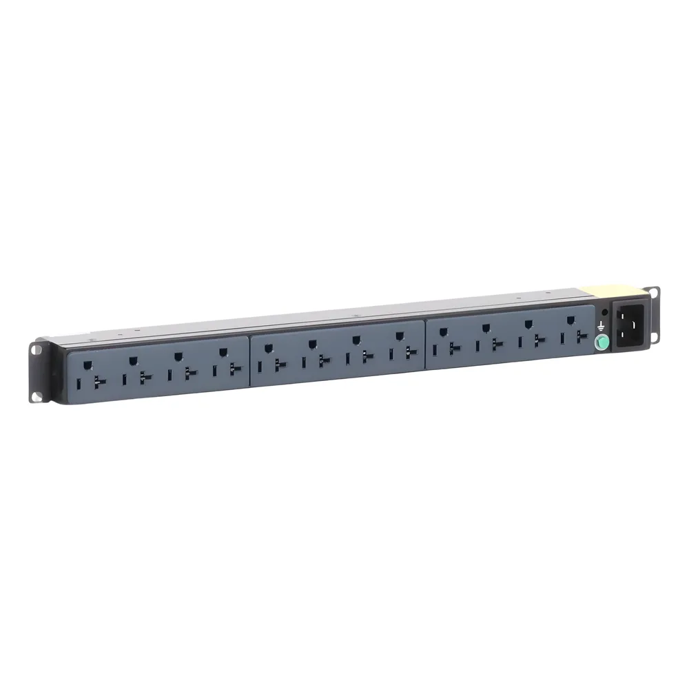 PDU Básico para Distribución de Energía, Enchufe de Entrada NEMA 5-20P, Con 12 Contactos NEMA 5-20R, Instalación Horizontal de 19in, 1UR, 20 Amp, 120 Vca – vista 3