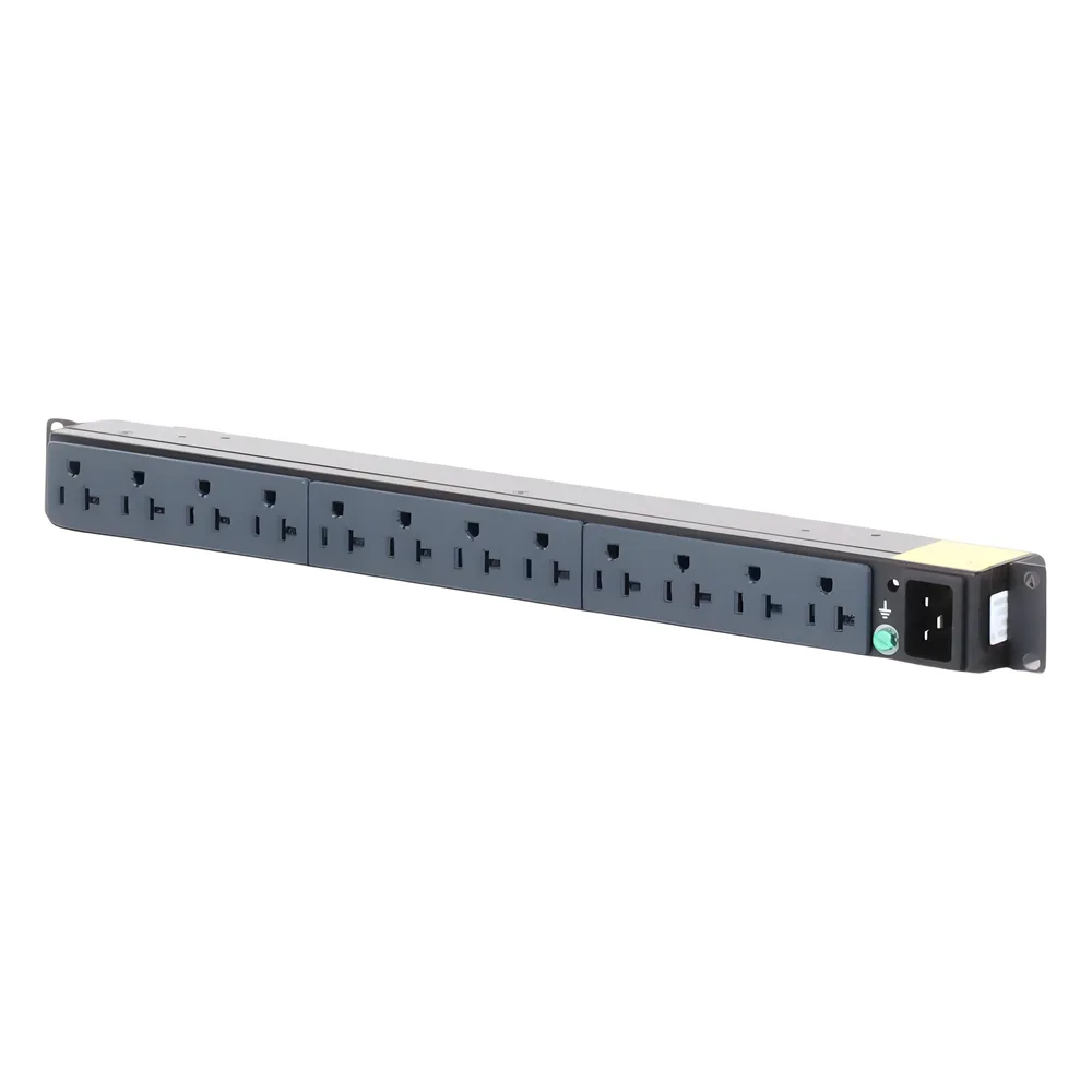PDU Básico para Distribución de Energía, Enchufe de Entrada NEMA 5-20P, Con 12 Contactos NEMA 5-20R, Instalación Horizontal de 19in, 1UR, 20 Amp, 120 Vca – vista 6