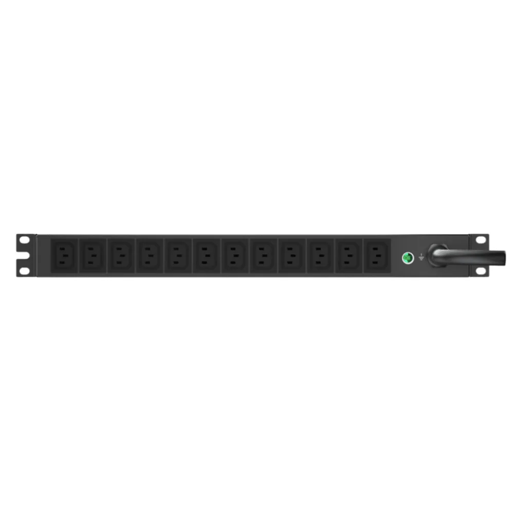 PDU ES2P Monitoreable (MI) para Distribución de Energía, Enchufe de Entrada NEMA L6-20P, Con 12 Salidas C13, Horizontal 19in, 120 Vca, 20 Amp, 1 UR – vista 2