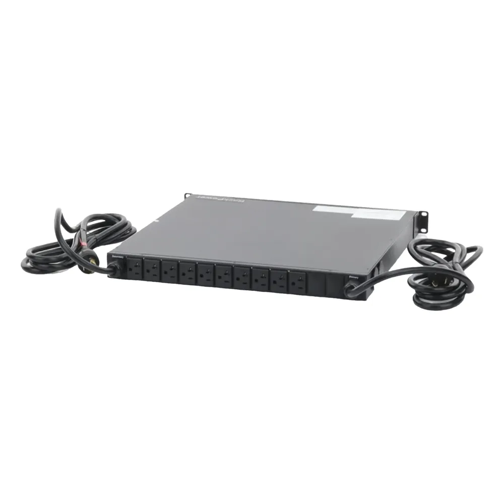 PDU Monitoreable de Transferencia Automática ATS (Fuente Redundante), Con 10 Salidas 5-15R, Enchufes de Entrada L5-20P, Instalación Horizontal de 19in, 1UR, 20 Amp, 120 Vca