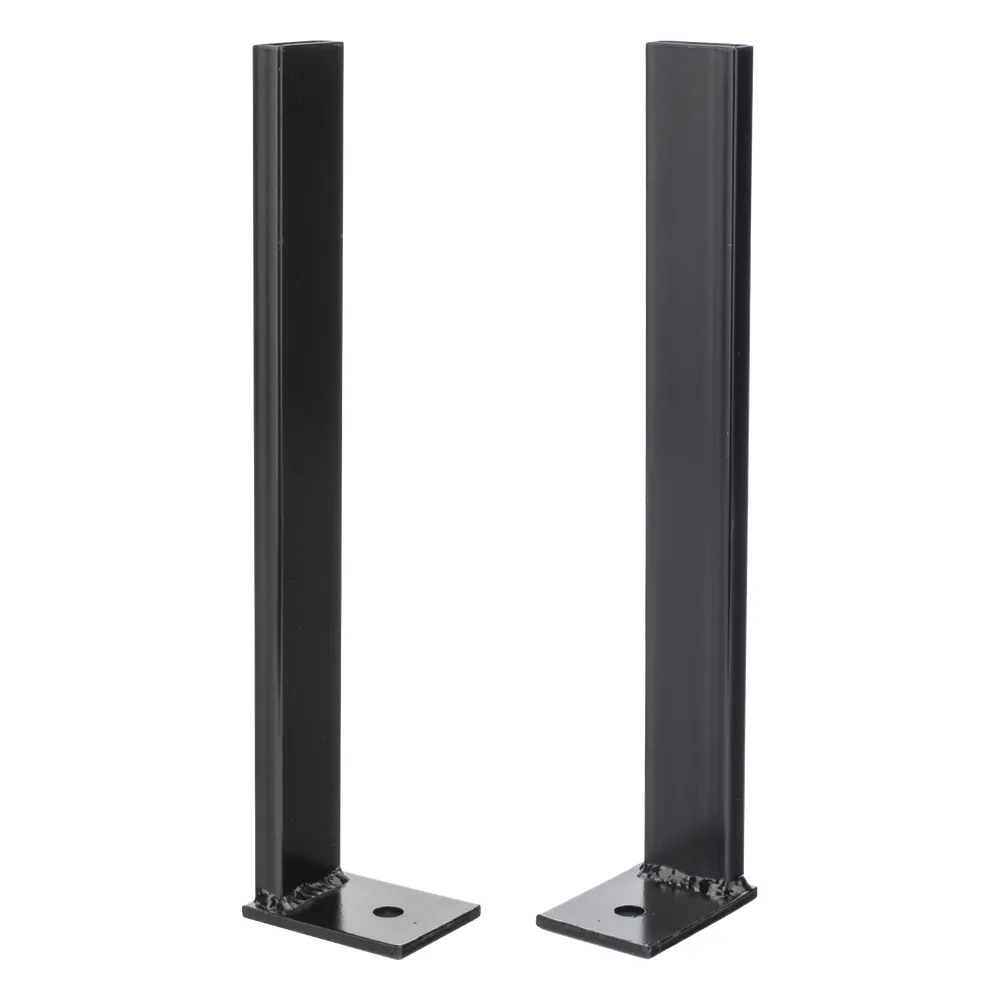 Pies Base para Escalera Tubular de 1.5" de Peralte y 12" de Ancho, Acabado con Pintura Epóxica Color Negro, Ideal para la Fijación de la Estructura al Suelo o Superficies de Apoyo