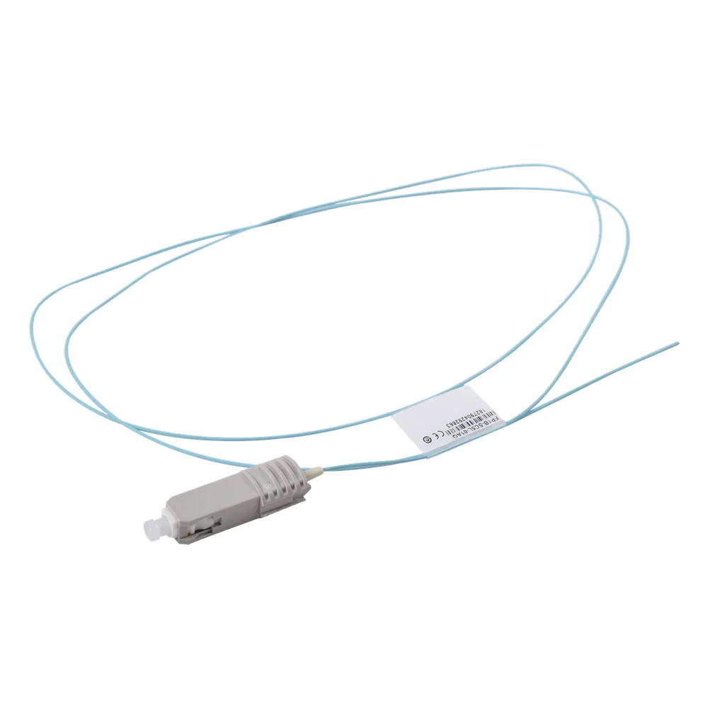 Pigtail de Fibra Óptica SC Simplex, Multimodo OM3 XGLO 50/125, OFNR, Color Aqua, 1 Metro (3.28 Pies)