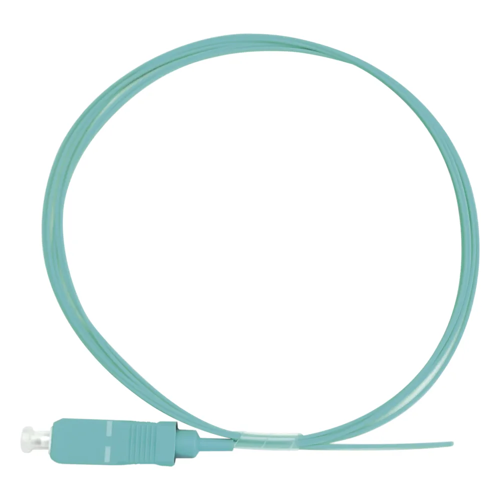 Pigtail de Fibra Óptica Simplex SC, PVC, OM3 50/125, Aqua, 1 Metro (3.28 Pies)