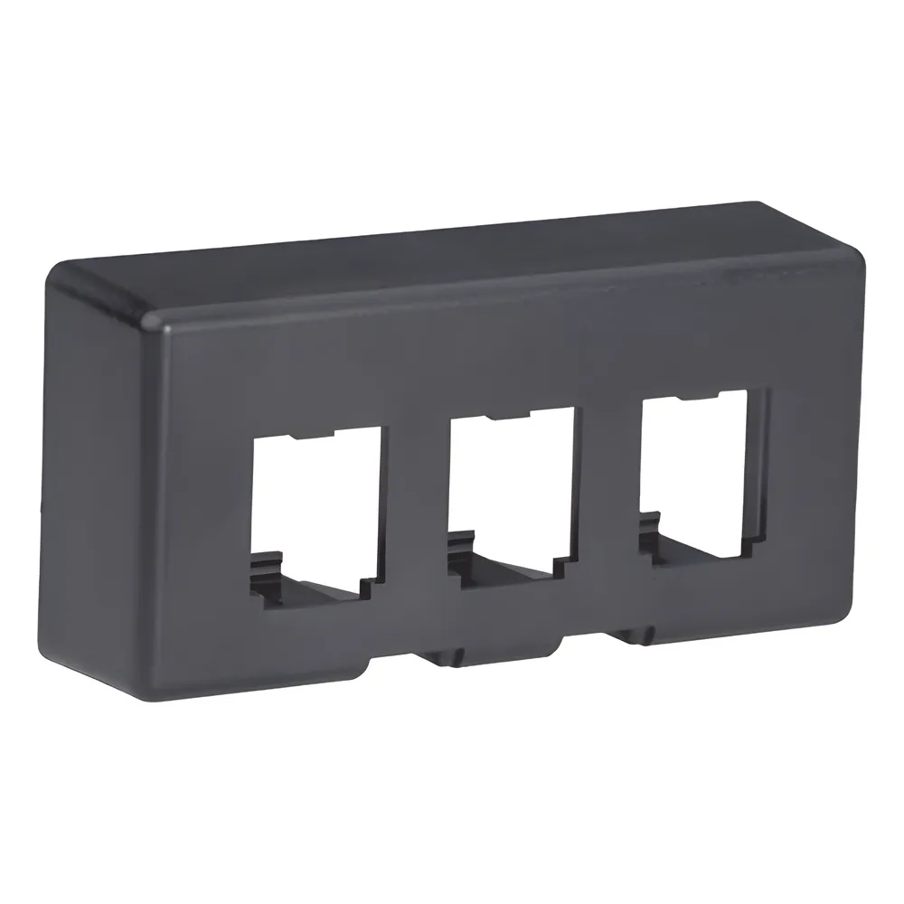 Placa de Mobiliario Modular Estándar, Salidas Para 3 Puertos Mini-Com, Color Negro