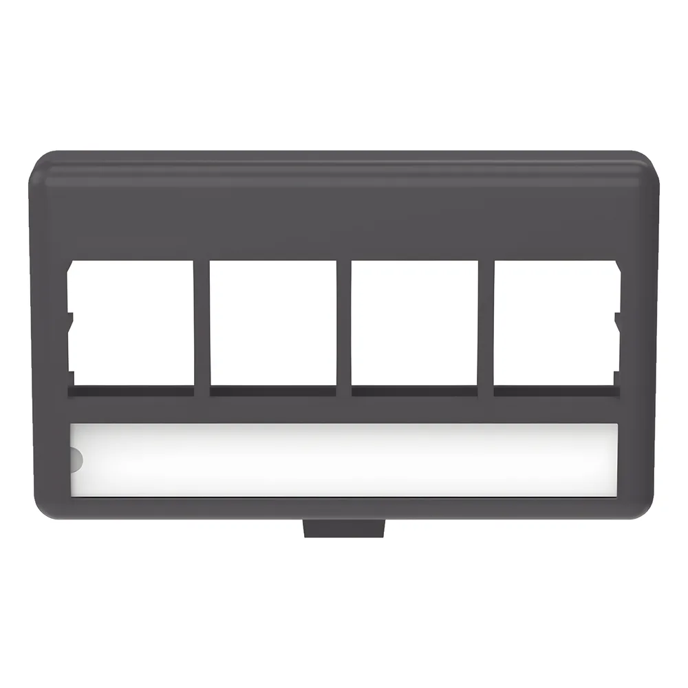 Placa de Mobiliario Modular Estándar, Salidas Para 4 Puertos Keystone, Color Negro