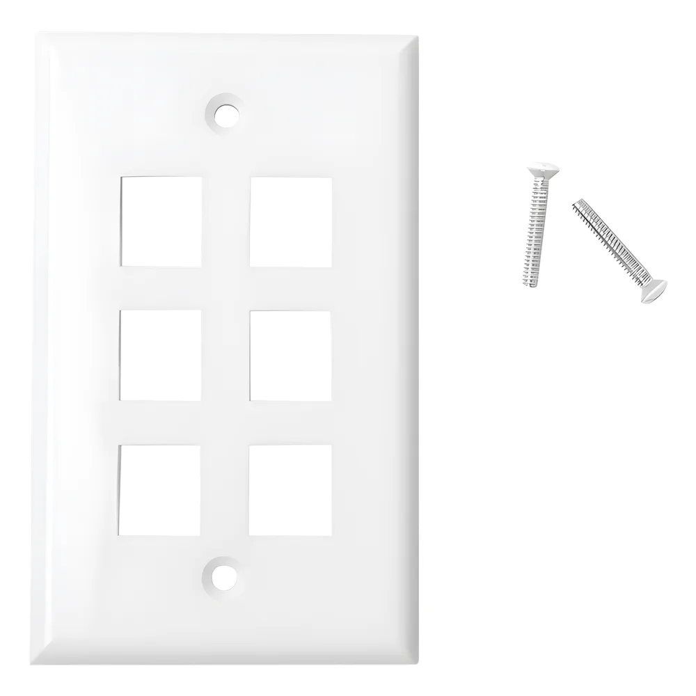 Placa de Pared de 6 Puertos, Keystone, Color Blanco