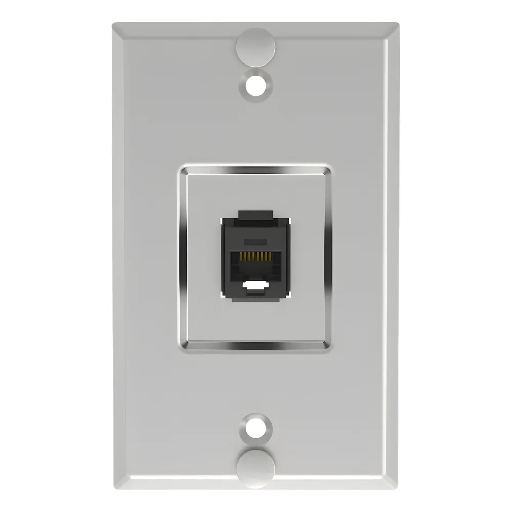 Placa de Pared Telefónica, Salida de 1 Puerto Keystone, Con Jack Cat5e Estilo TP, de Acero Inoxidable