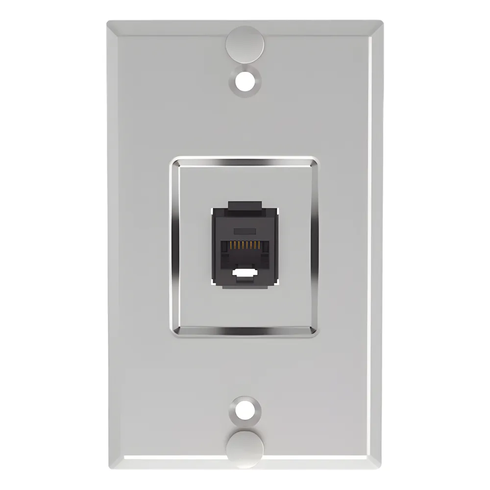 Placa de Pared Telefónica, Salida de 1 Puerto Keystone, con Jack Cat6 Estilo 110 de Impacto, de Acero Inoxidable